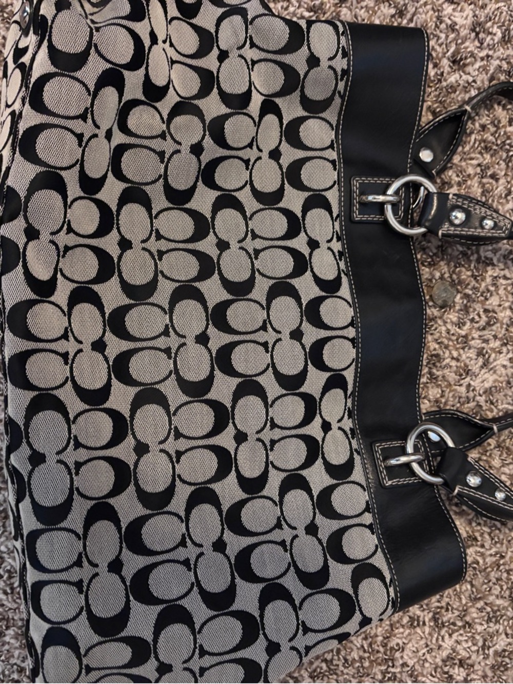 Coach Black and Gray Signature Canvas Tote - Picture 9 of 13